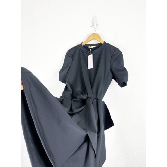 Rachel Parcell Black Draped Interlock Minidress Size Large NWT Cocktail Stretch - Picture 11 of 13